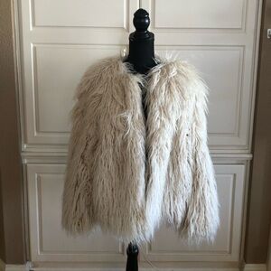 NWT Mongolian curly faux fur jacket .